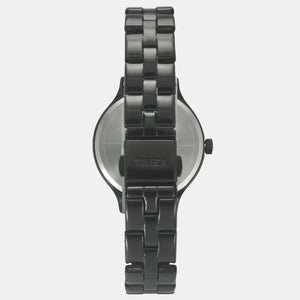 Fashion Women Quartz Black Dial Analog Stainless Steel Watch TWEL14809