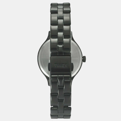 Fashion Women Quartz Black Dial Analog Stainless Steel Watch TWEL14809
