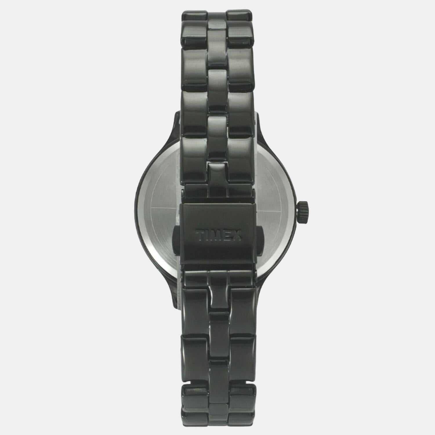 Fashion Women Quartz Black Dial Analog Stainless Steel Watch TWEL14809