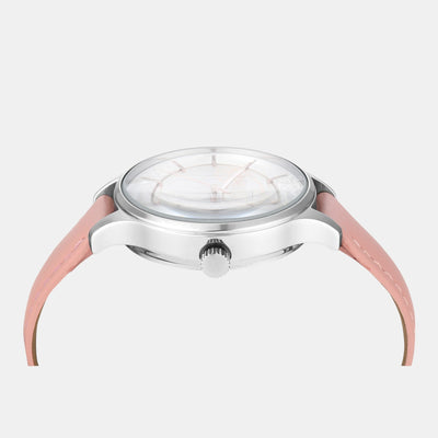 Fashion Women Quartz Silver Dial Multi-Function Leather Watch TWEL14822