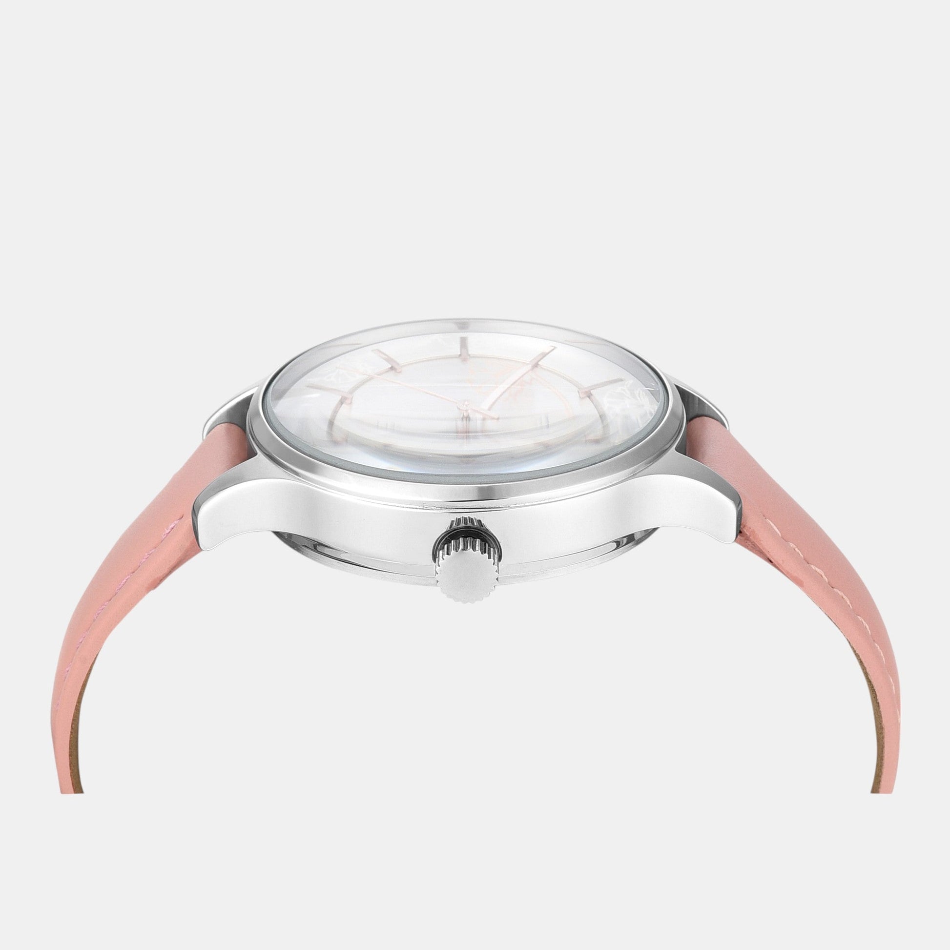 Fashion Women Quartz Silver Dial Multi-Function Leather Watch TWEL14822