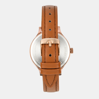 Fashion Women Quartz Rose Gold Dial Multi-Function Leather Watch TWEL14823