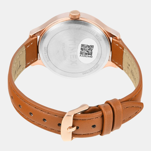 Fashion Women Quartz Rose Gold Dial Multi-Function Leather Watch TWEL14823