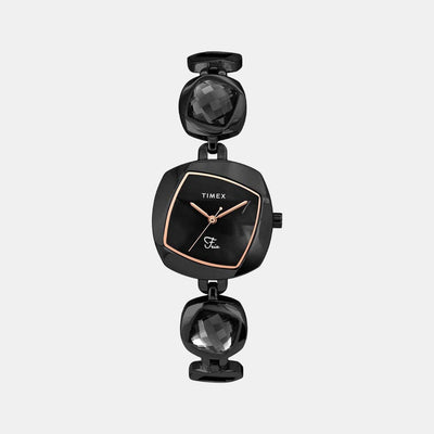 Fria Women Quartz Black Dial Analog Stainless Steel Watch TWEL15003