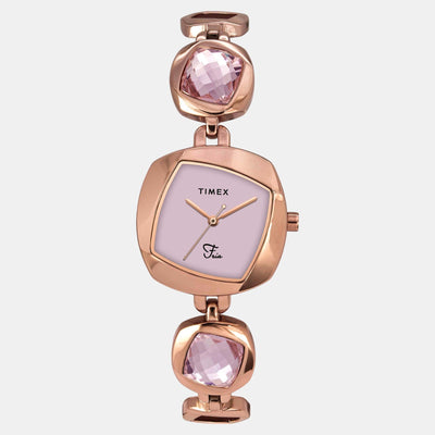 Fria Women Quartz Mother Of Pearl Dial Analog Brass Watch TWEL15006