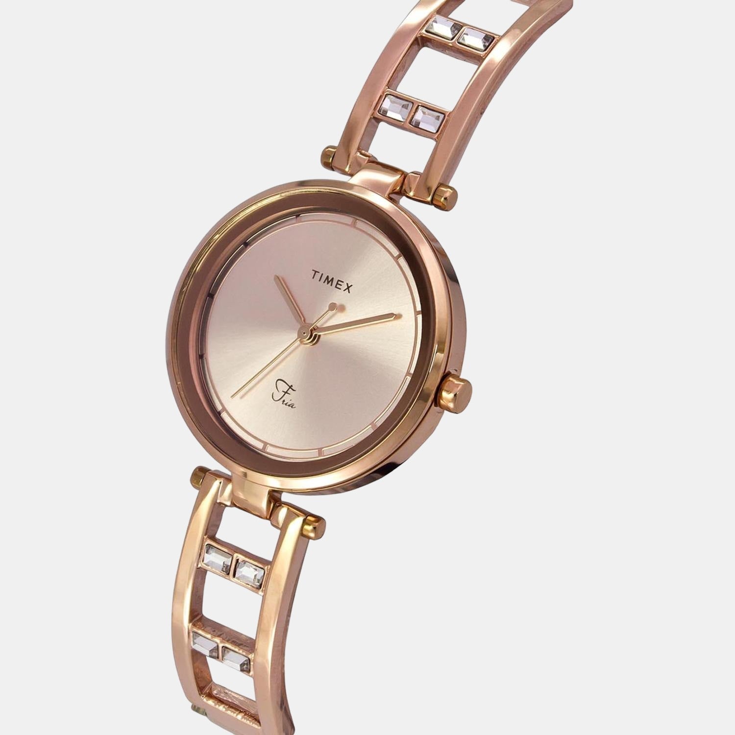 Fria Women Quartz Rose Gold Dial Analog Stainless Steel Watch TWEL15300