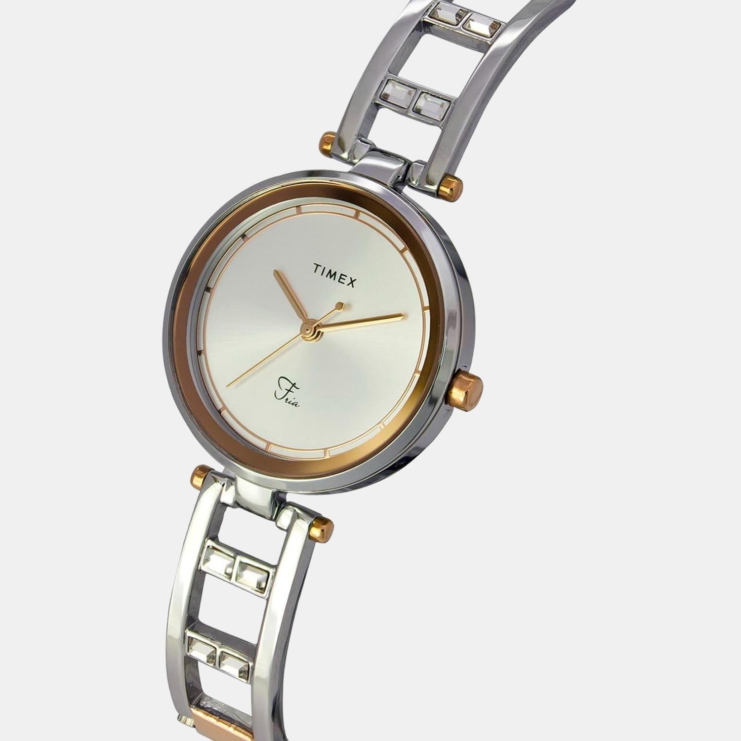 Fria Women Quartz Silver Dial Analog Stainless Steel Watch TWEL15301
