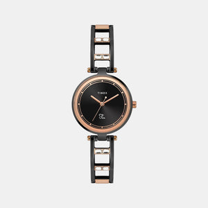 Fria Women Quartz Black Dial Analog Stainless Steel Watch TWEL15302