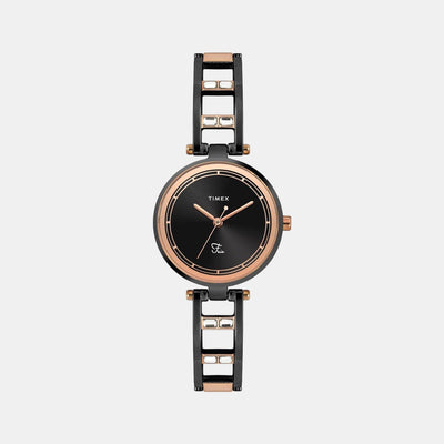 Fria Women Quartz Black Dial Analog Stainless Steel Watch TWEL15302