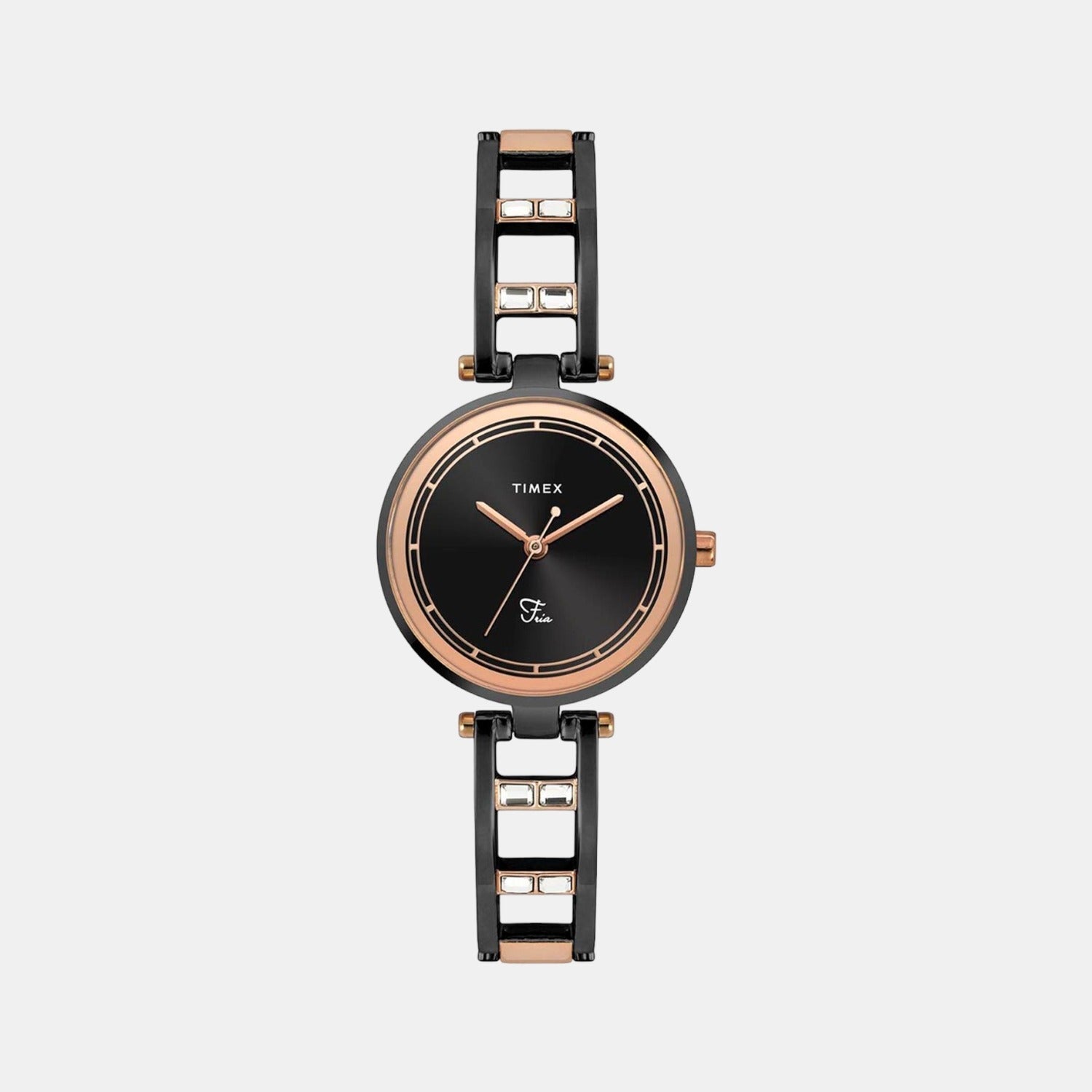Fria Women Quartz Black Dial Analog Stainless Steel Watch TWEL15302