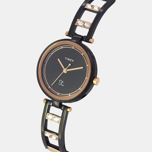 Fria Women Quartz Black Dial Analog Stainless Steel Watch TWEL15302