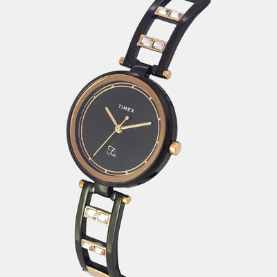 Fria Women Quartz Black Dial Analog Stainless Steel Watch TWEL15302
