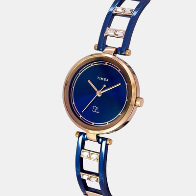 Fria Women Quartz Blue Dial Analog Stainless Steel Watch TWEL15303