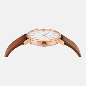 Fashion Women Quartz White Dial Analog Leather Watch TWEL15609