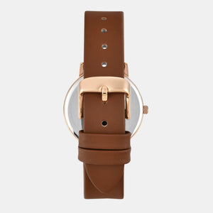 Fashion Women Quartz White Dial Analog Leather Watch TWEL15609