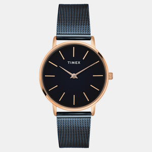 Fashion Women Quartz Black Dial Analog Stainless Steel Watch TWEL15611