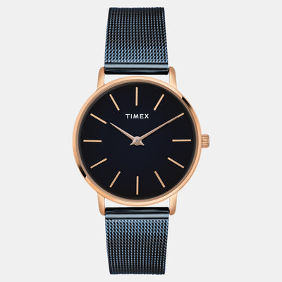 Fashion Women Quartz Black Dial Analog Stainless Steel Watch TWEL15611