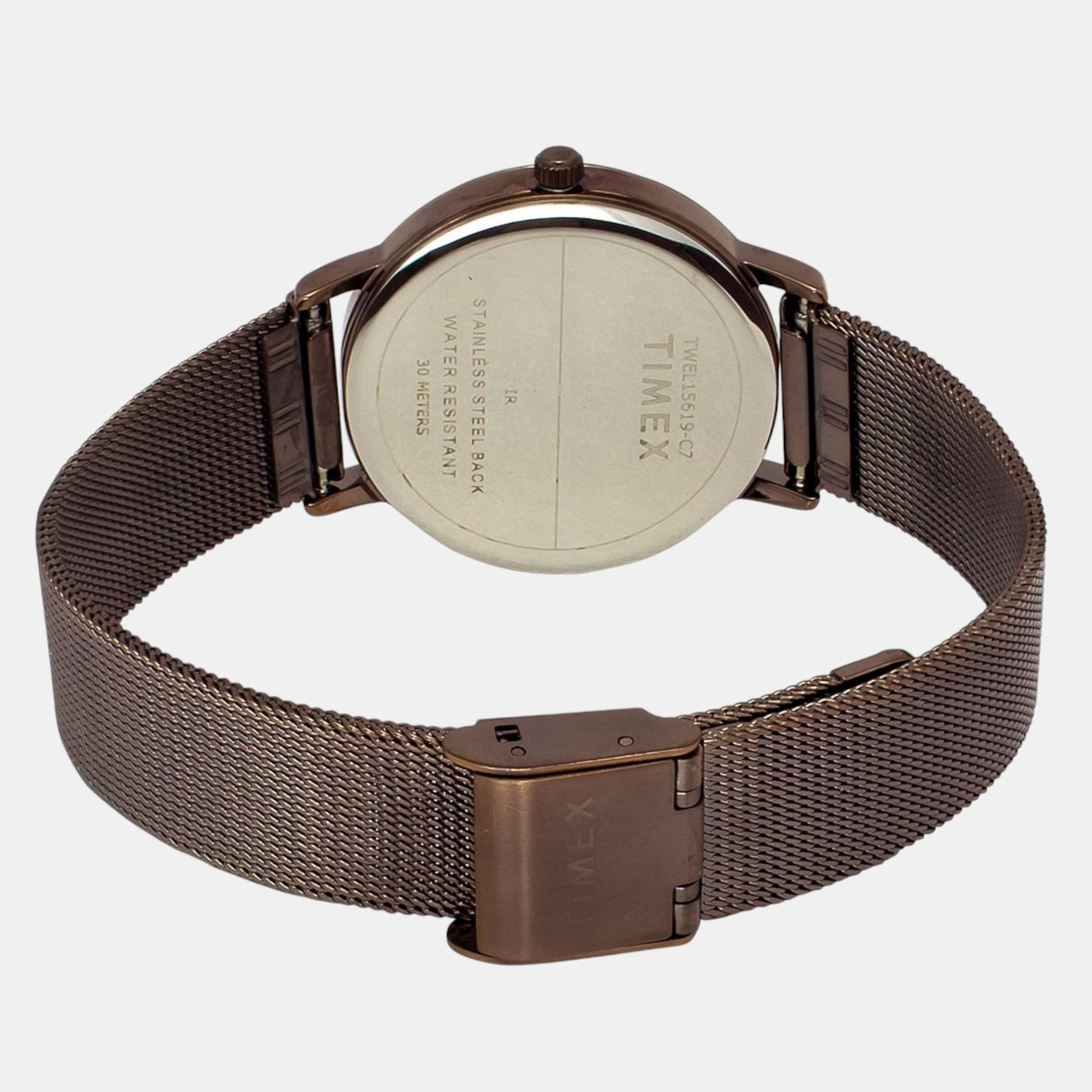 Fashion Women Quartz Brown Dial Analog Stainless Steel Watch TWEL15619