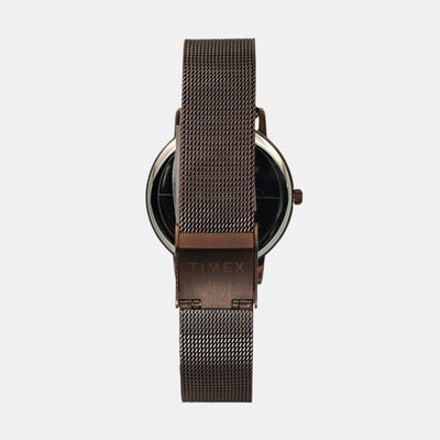 Fashion Women Quartz Brown Dial Analog Stainless Steel Watch TWEL15619