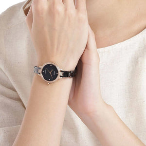 Timex Fashion Women's Black Mother of Pearl Dial Round Case 3 Hands Function Watch 28mm TWEL15703