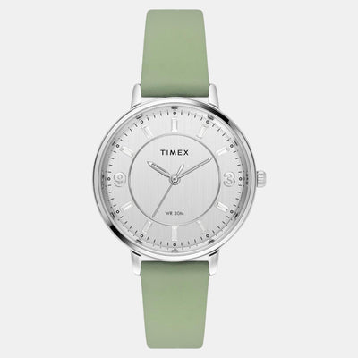 Classics Women Quartz Silver Dial Analog Leather Watch TWEL15815