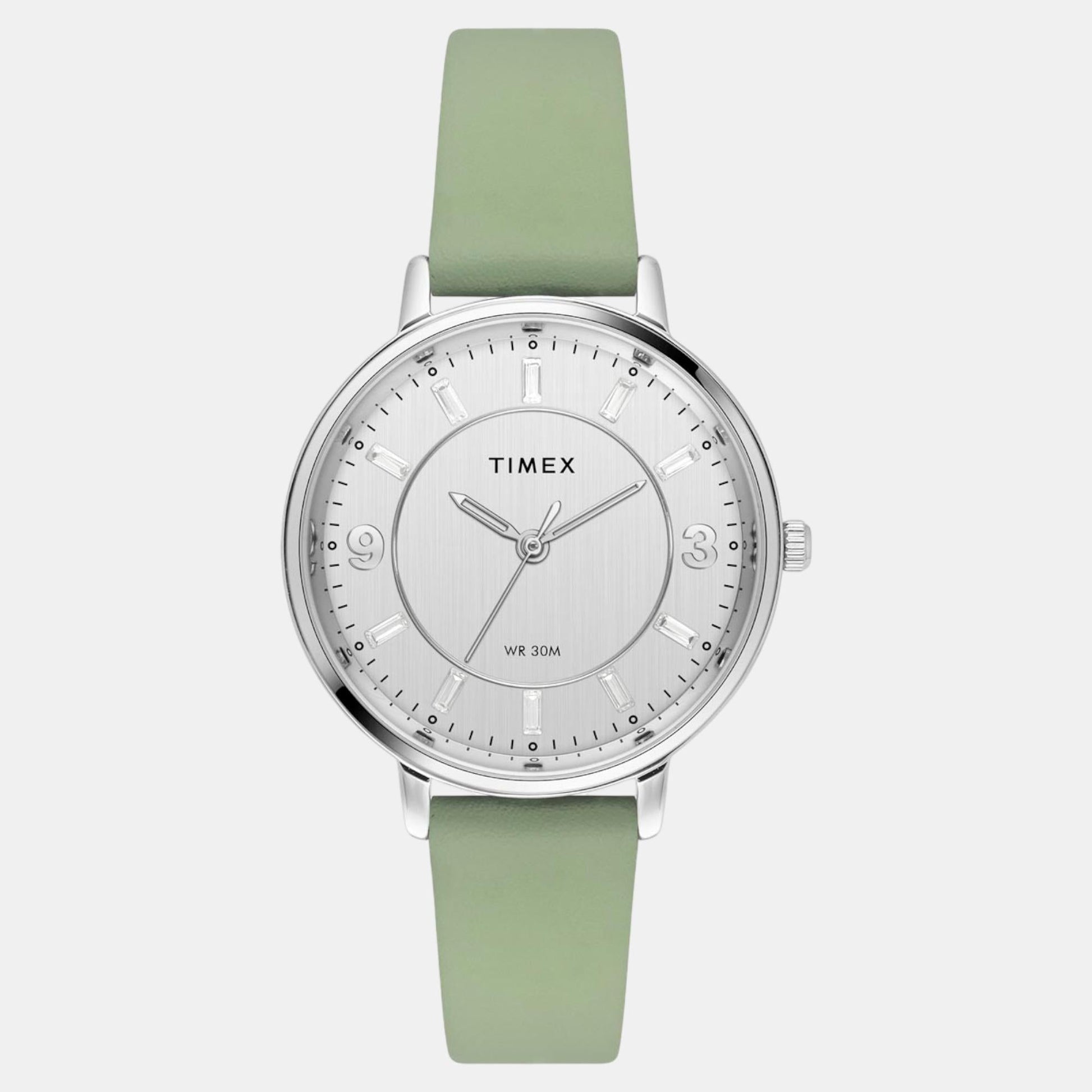 Classics Women Quartz Silver Dial Analog Leather Watch TWEL15815