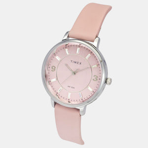Classics Women Quartz Pink Dial Analog Leather Watch TWEL15816