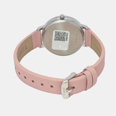 Classics Women Quartz Pink Dial Analog Leather Watch TWEL15816