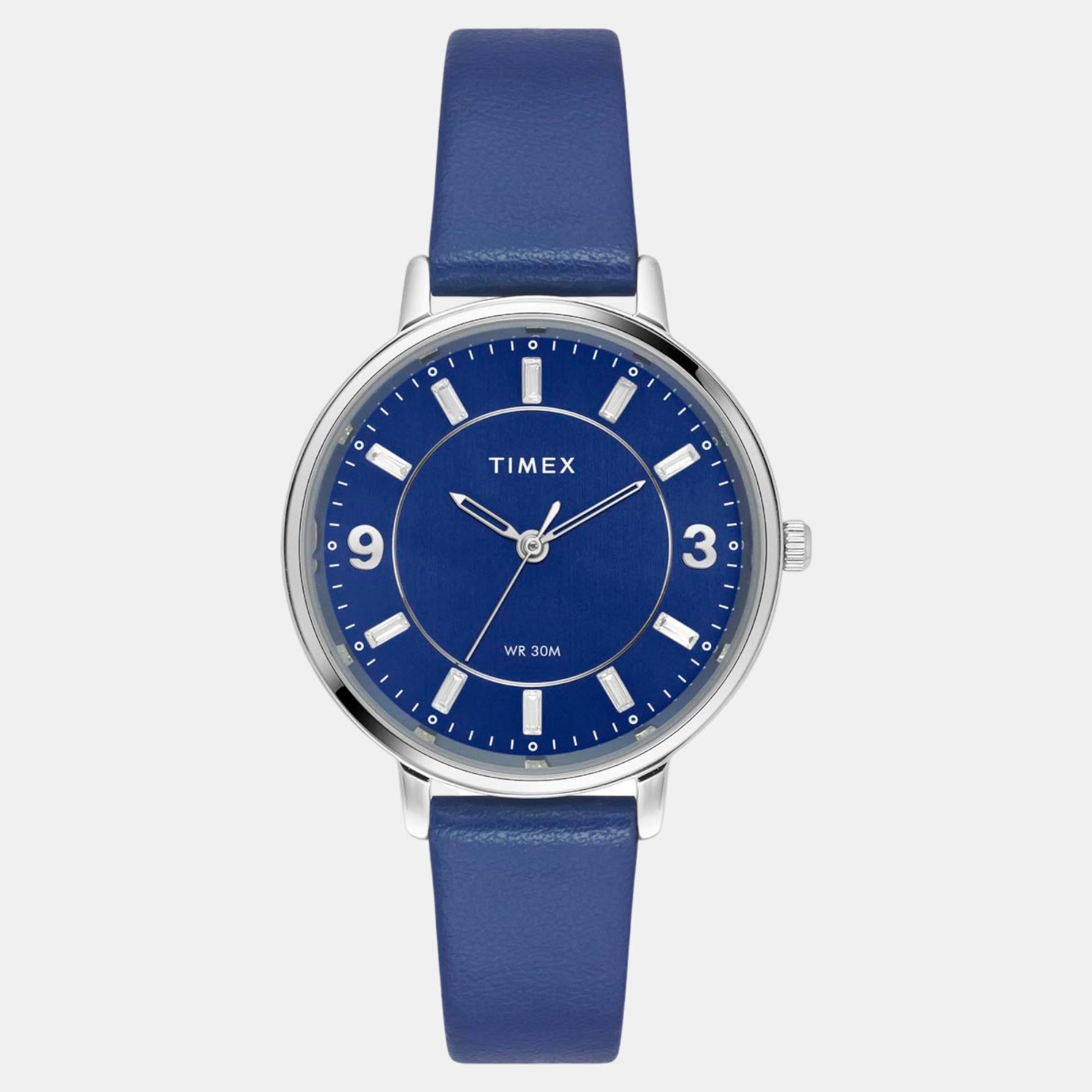 Classics Women Quartz Blue Dial Analog Leather Watch TWEL15818