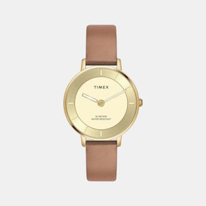 Fashion Women Quartz Champagne Dial Analog Leather Watch TWEL15822