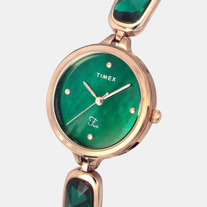 Fria Women Quartz Green Dial Analog Stainless Steel Watch TWEL15903