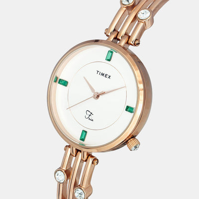 Fria Women Quartz White Dial Analog Stainless Steel Watch TWEL16000