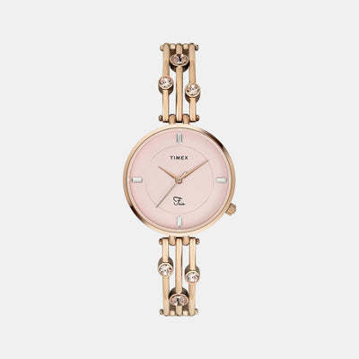 Fria Women Quartz Pink Dial Analog Stainless Steel Watch TWEL16001