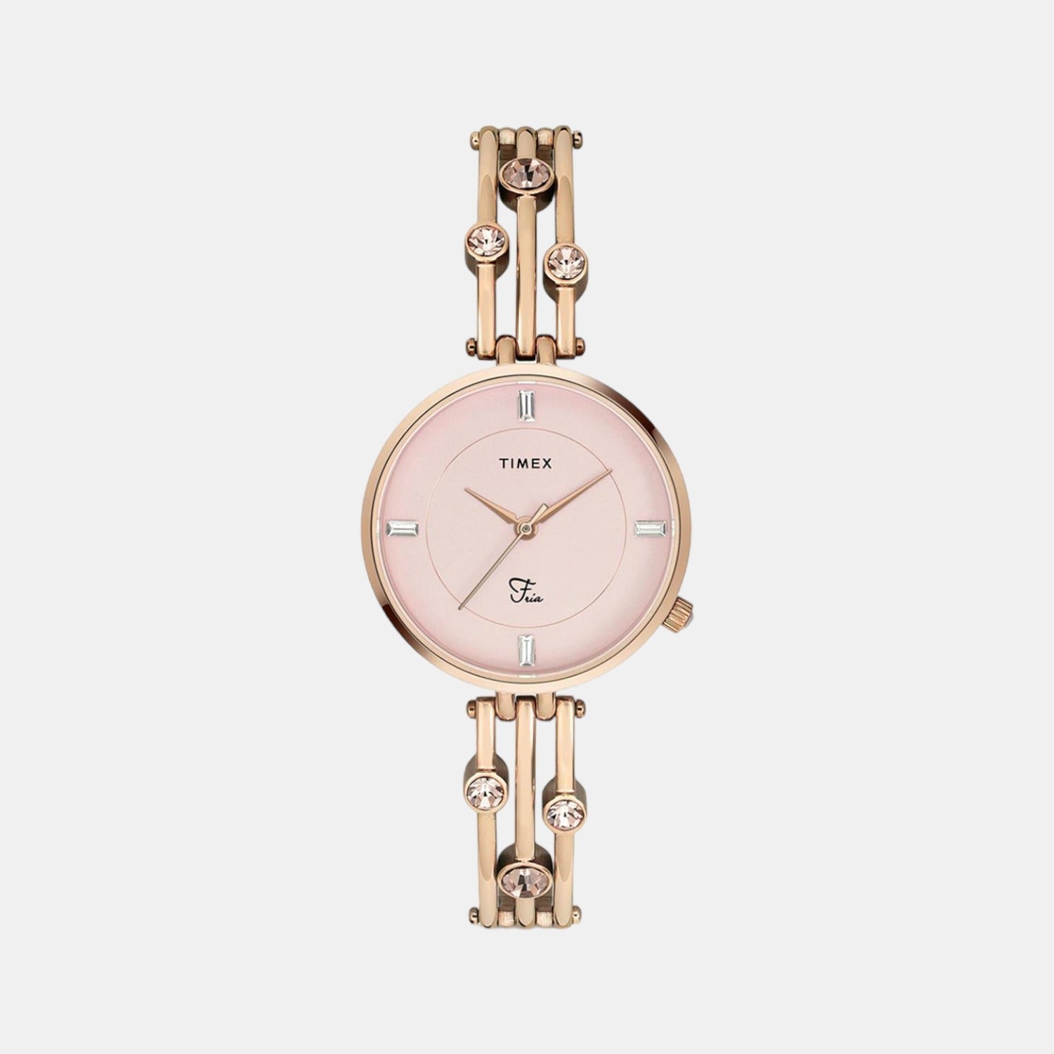 Fria Women Quartz Pink Dial Analog Stainless Steel Watch TWEL16001