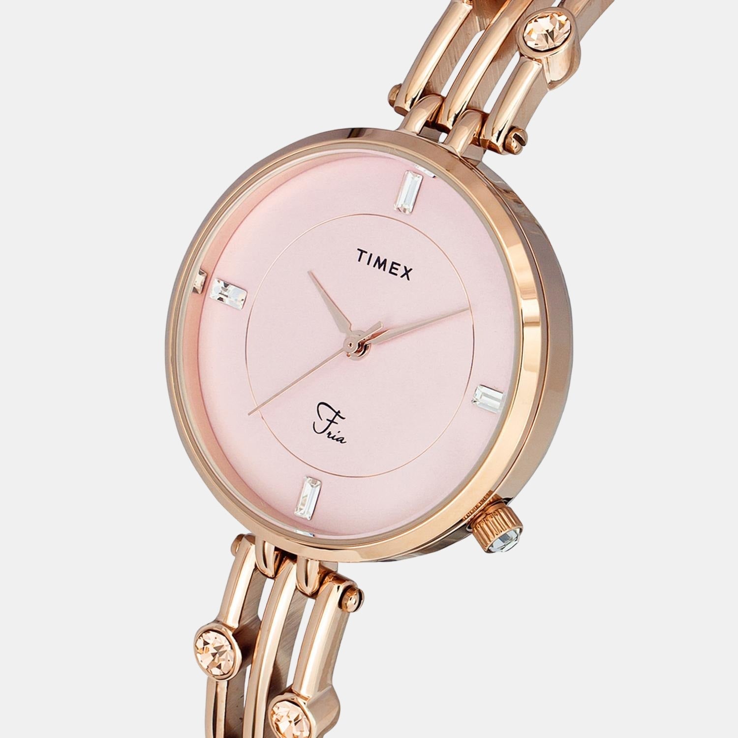 Fria Women Quartz Pink Dial Analog Stainless Steel Watch TWEL16001