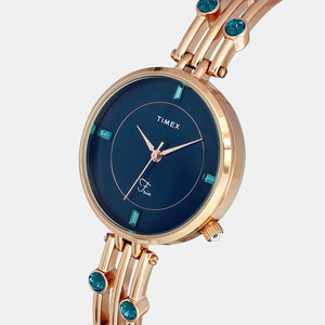 Fria Women Quartz Blue Dial Analog Stainless Steel Watch TWEL16002