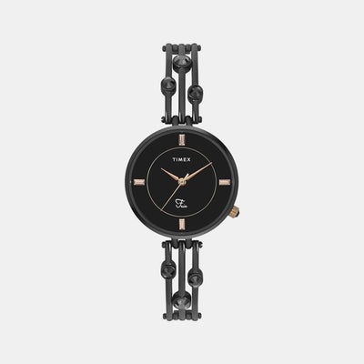 Fria Women Quartz Black Dial Analog Stainless Steel Watch TWEL16003