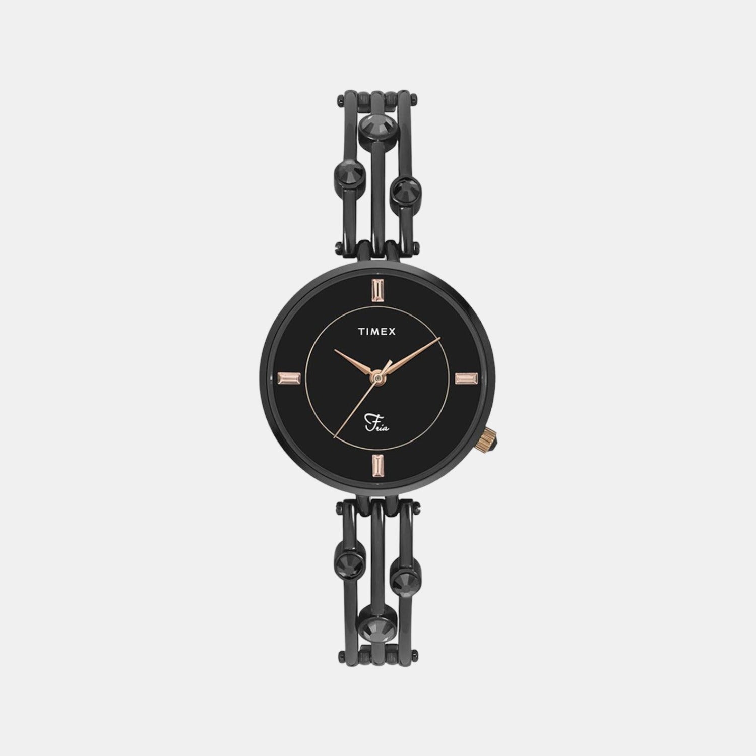 Fria Women Quartz Black Dial Analog Stainless Steel Watch TWEL16003