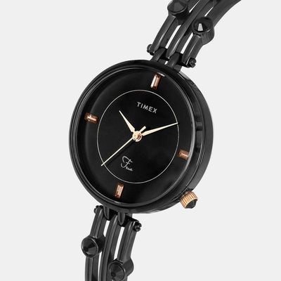 Fria Women Quartz Black Dial Analog Stainless Steel Watch TWEL16003