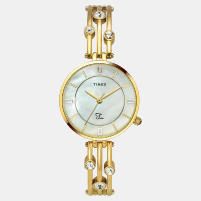 Fria Women Quartz Mother Of Pearl Dial Analog Brass Watch TWEL16004