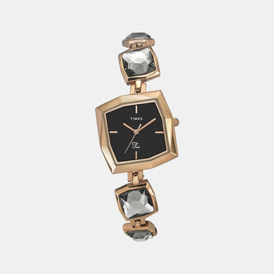 Fria Women Quartz Black Dial Analog Stainless Steel Watch TWEL16100