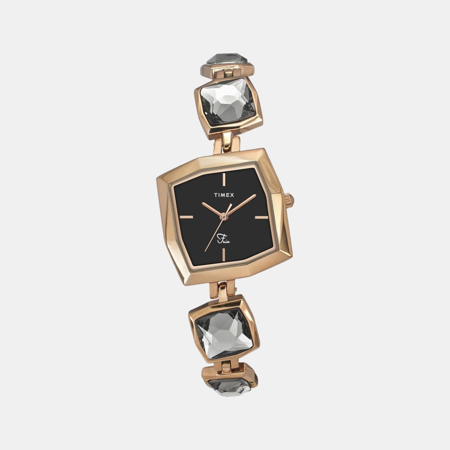 Fria Women Quartz Black Dial Analog Stainless Steel Watch TWEL16100