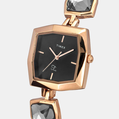 Fria Women Quartz Black Dial Analog Stainless Steel Watch TWEL16100