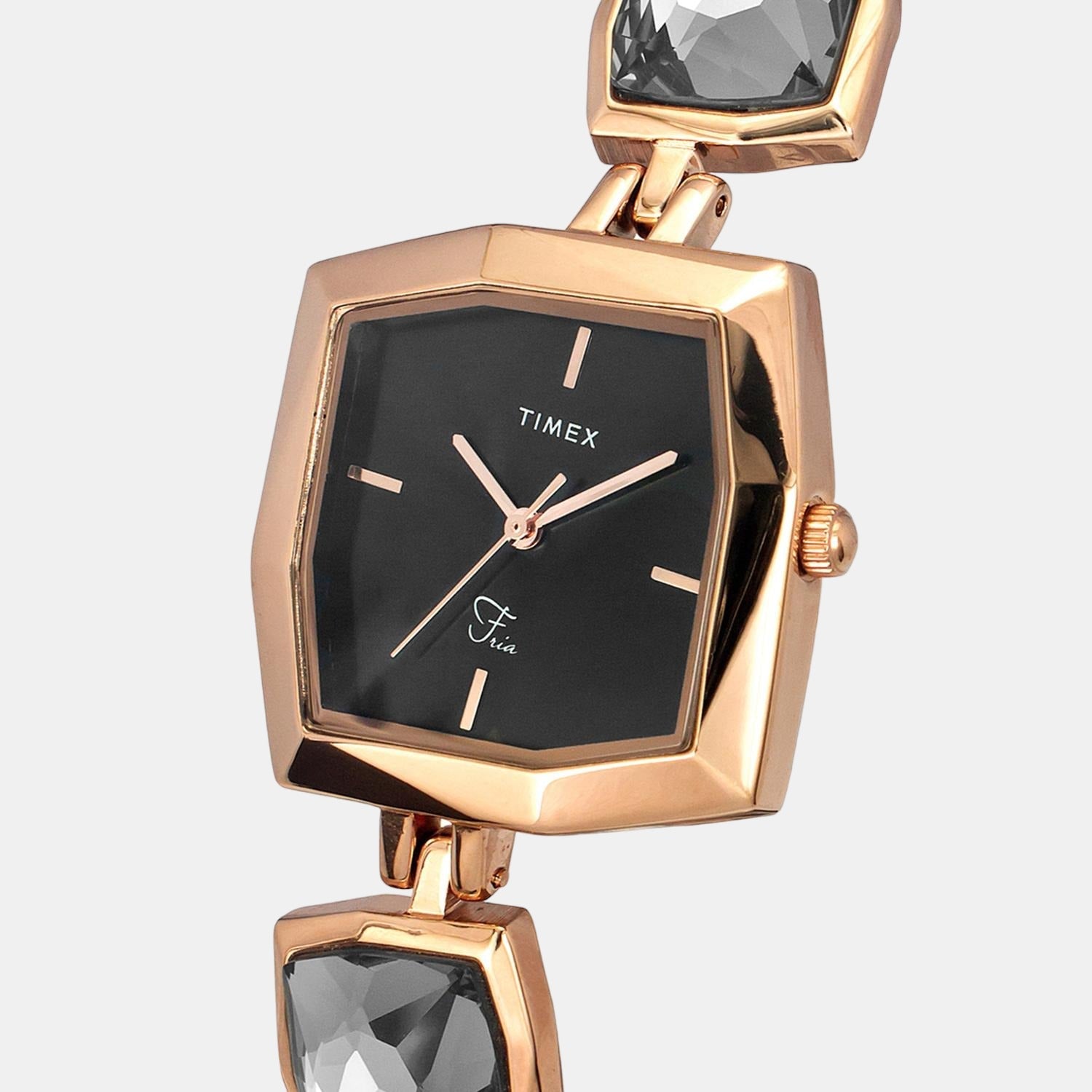 Fria Women Quartz Black Dial Analog Stainless Steel Watch TWEL16100