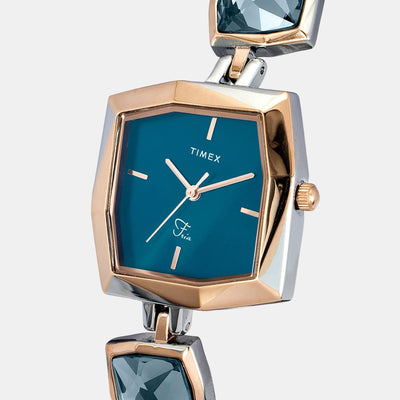 Fria Women Quartz Blue Dial Analog Stainless Steel Watch TWEL16102