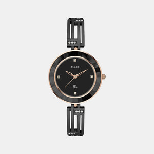 Fria Women Quartz Black Dial Analog Stainless Steel Watch TWEL16201