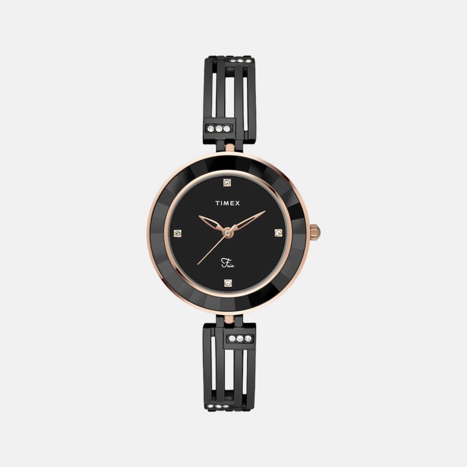 Fria Women Quartz Black Dial Analog Stainless Steel Watch TWEL16201