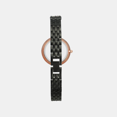 Fria Women Quartz Black Dial Analog Stainless Steel Watch TWEL16201