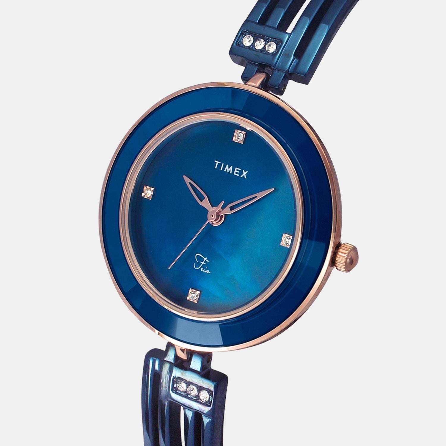 Fria Women Quartz Blue Dial Analog Stainless Steel Watch TWEL16203