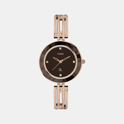 Fria Women Quartz Brown Dial Analog Stainless Steel Watch TWEL16204